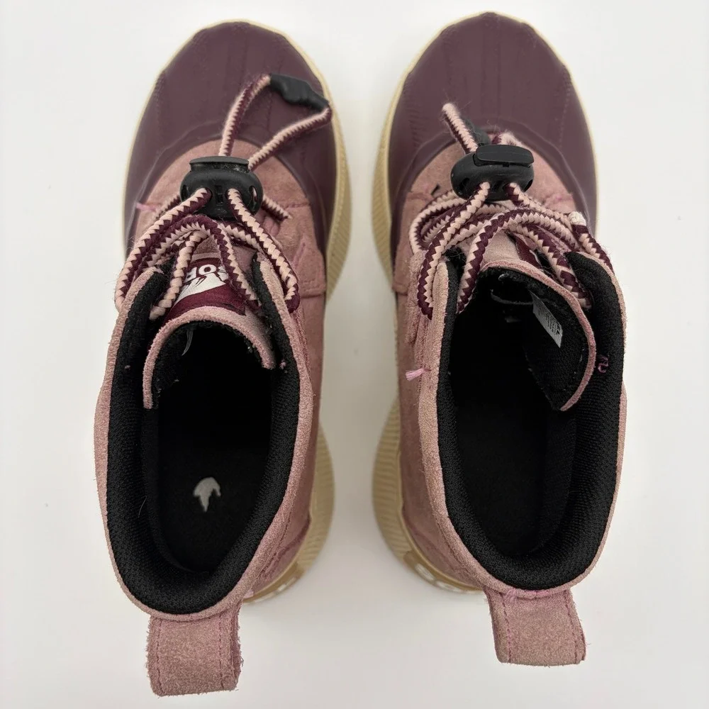 Sorel Kids Out N About Classic Waterproof Boots Dark Plum Mauve NY5169-627 Sz 2